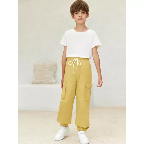Haloumoning Boys Cargo Pants Casual Kids Joggers Elastic Waist Athletic Loose Straight Sweatpants 5-14 Years
