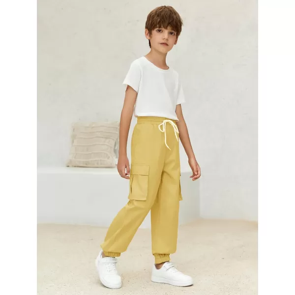 Haloumoning Boys Cargo Pants Casual Kids Joggers Elastic Waist Athletic Loose Straight Sweatpants 5-14 Years