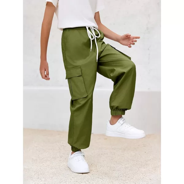 Haloumoning Boys Cargo Pants Casual Kids Joggers Elastic Waist Athletic Loose Straight Sweatpants 5-14 Years