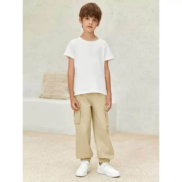 Haloumoning Boys Cargo Pants Casual Kids Joggers Elastic Waist Athletic Loose Straight Sweatpants 5-14 Years