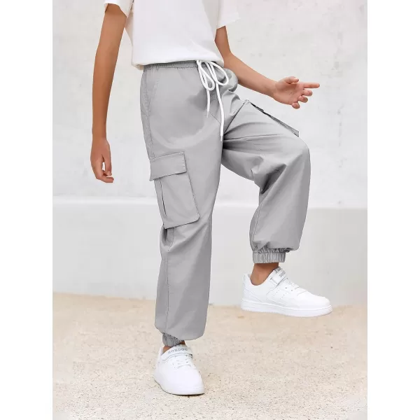 Haloumoning Boys Cargo Pants Casual Kids Joggers Elastic Waist Athletic Loose Straight Sweatpants 5-14 Years
