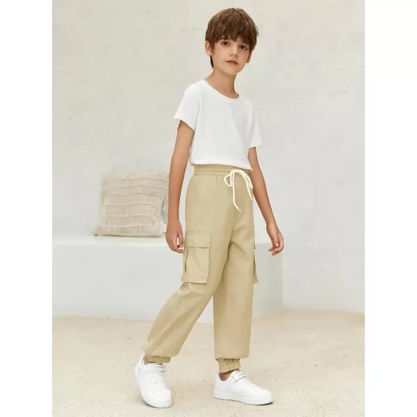 Haloumoning Boys Cargo Pants Casual Kids Joggers Elastic Waist Athletic Loose Straight Sweatpants 5-14 Years