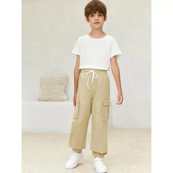 Haloumoning Boys Cargo Pants Casual Kids Joggers Elastic Waist Athletic Loose Straight Sweatpants 5-14 Years