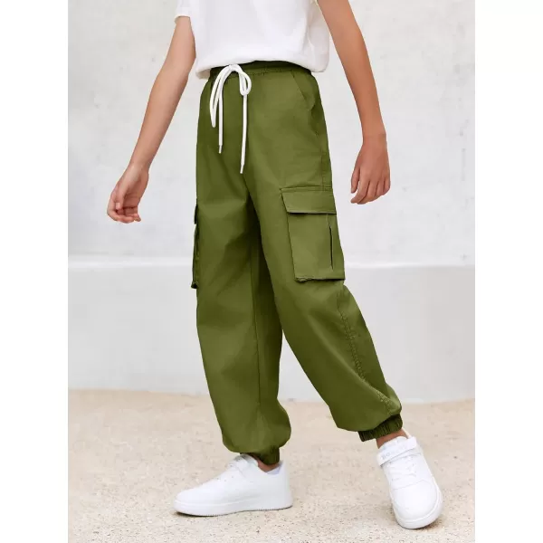 Haloumoning Boys Cargo Pants Casual Kids Joggers Elastic Waist Athletic Loose Straight Sweatpants 5-14 Years