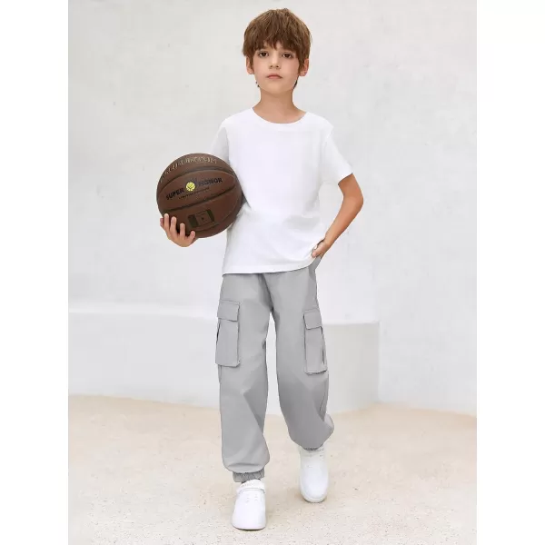 Haloumoning Boys Cargo Pants Casual Kids Joggers Elastic Waist Athletic Loose Straight Sweatpants 5-14 Years