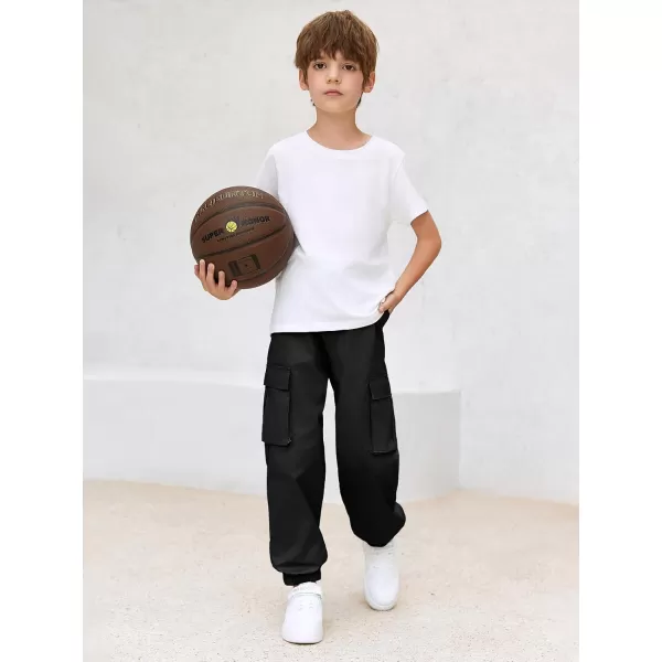 Haloumoning Boys Cargo Pants Casual Kids Joggers Elastic Waist Athletic Loose Straight Sweatpants 5-14 Years
