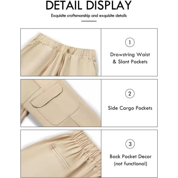 Haloumoning Boys Cargo Pants Drawstring Elastic Waist School Uniform Pull On Pants with Pockets