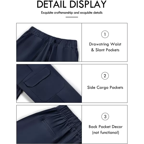 Haloumoning Boys Cargo Pants Drawstring Elastic Waist School Uniform Pull On Pants with Pockets