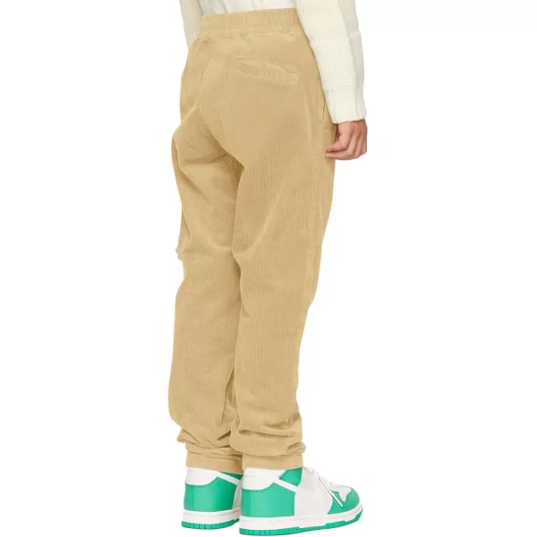 Haloumoning Boys Corduroy Pants Pull on Elastic Waist Slant Pocket Straight Leg Pants 3-14 Years