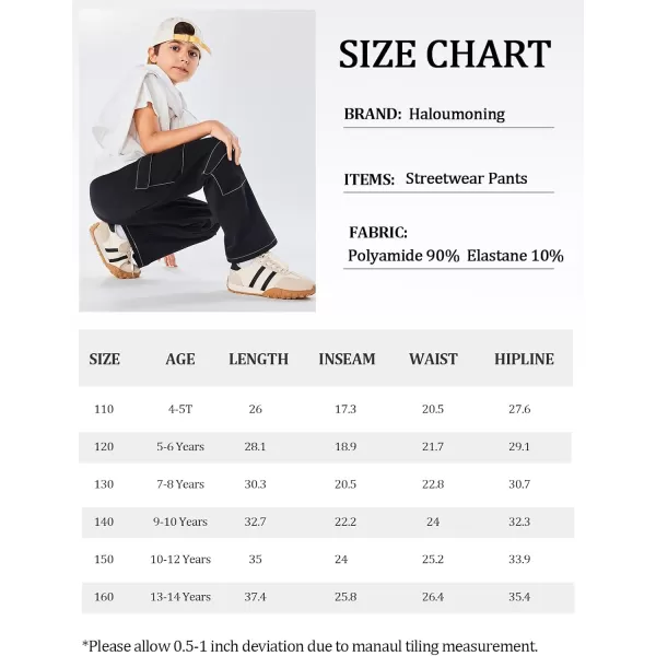Haloumoning Boys Drawstring Elastic Waist Cargo Pants Straight Leg Streetwear Summer Trousers 4-14 Years