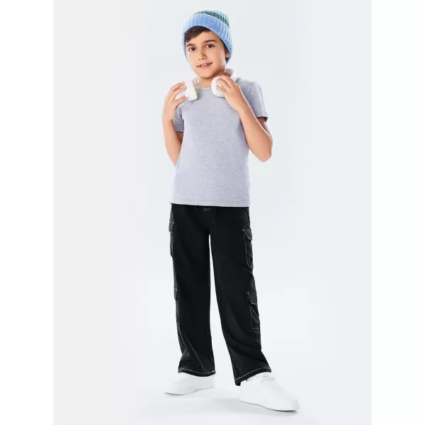 Haloumoning Boys Drawstring Elastic Waist Cargo Pants Straight Leg Streetwear Summer Trousers 4-14 Years