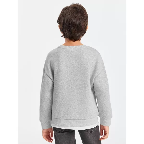 Haloumoning Boys Fleece Lined Sweatshirts Kids Fall Fashion Crewneck Pullover Clothes with Pocket 5-14 Years