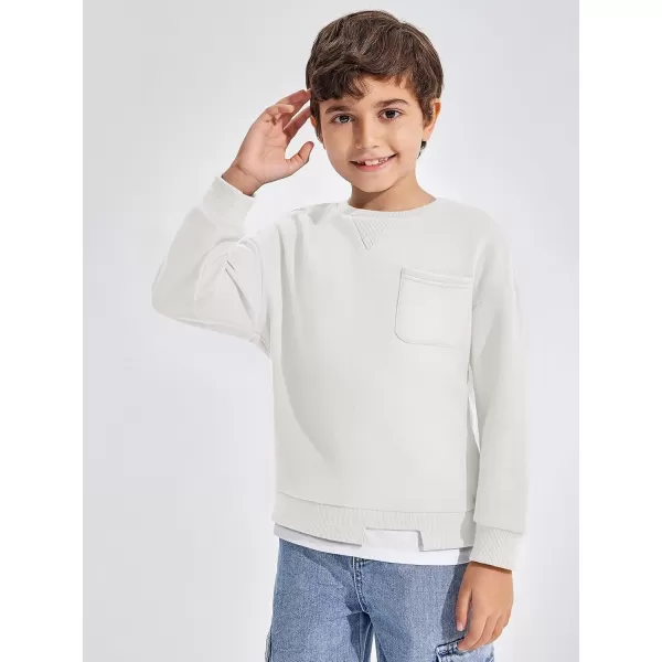Haloumoning Boys Fleece Lined Sweatshirts Kids Fall Fashion Crewneck Pullover Clothes with Pocket 5-14 Years