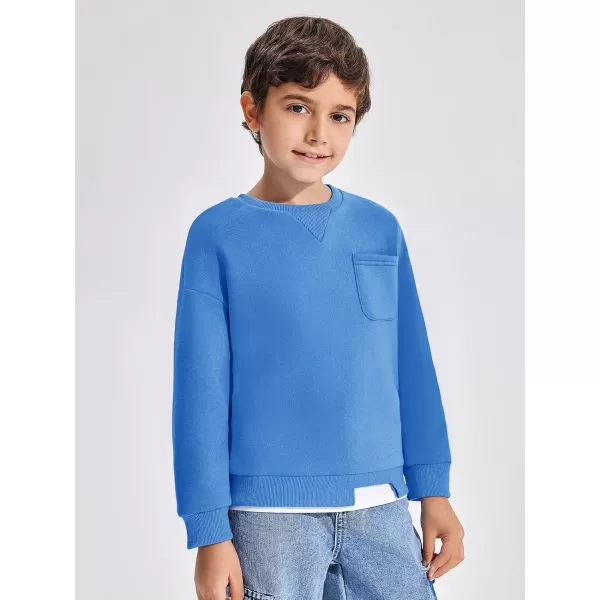 Haloumoning Boys Fleece Lined Sweatshirts Kids Fall Fashion Crewneck Pullover Clothes with Pocket 5-14 Years