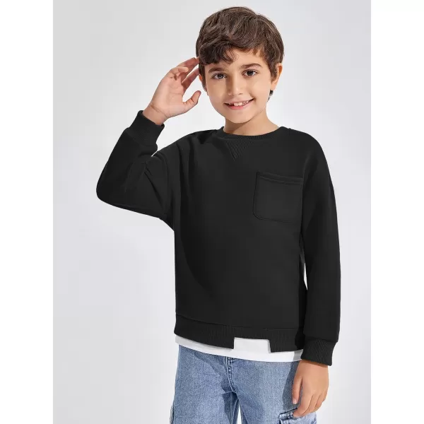 Haloumoning Boys Fleece Lined Sweatshirts Kids Fall Fashion Crewneck Pullover Clothes with Pocket 5-14 Years