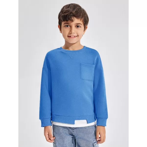 Haloumoning Boys Fleece Lined Sweatshirts Kids Fall Fashion Crewneck Pullover Clothes with Pocket 5-14 Years