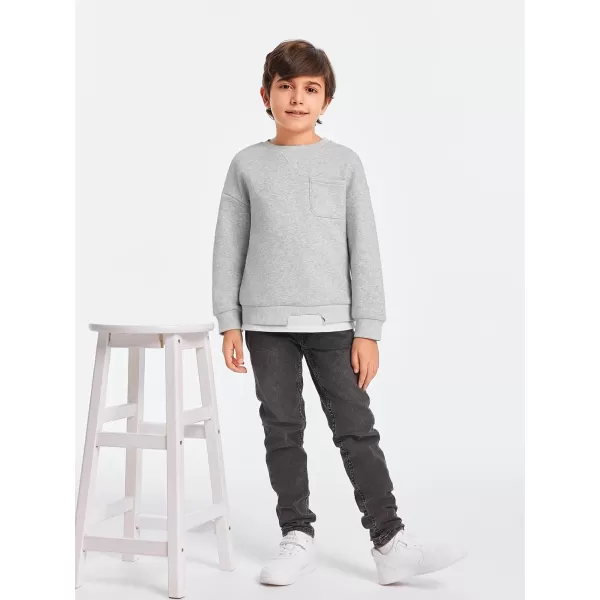 Haloumoning Boys Fleece Lined Sweatshirts Kids Fall Fashion Crewneck Pullover Clothes with Pocket 5-14 Years