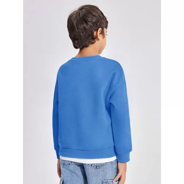 Haloumoning Boys Fleece Lined Sweatshirts Kids Fall Fashion Crewneck Pullover Clothes with Pocket 5-14 Years