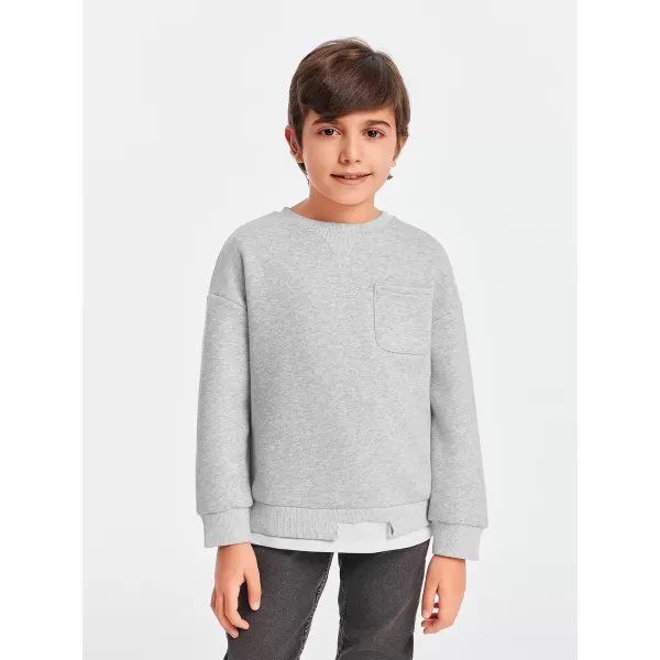 Haloumoning Boys Fleece Lined Sweatshirts Kids Fall Fashion Crewneck Pullover Clothes with Pocket 5-14 Years