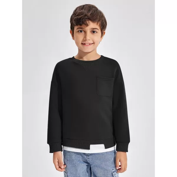 Haloumoning Boys Fleece Lined Sweatshirts Kids Fall Fashion Crewneck Pullover Clothes with Pocket 5-14 Years