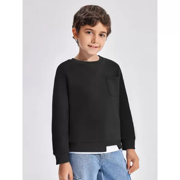 Haloumoning Boys Fleece Lined Sweatshirts Kids Fall Fashion Crewneck Pullover Clothes with Pocket 5-14 Years