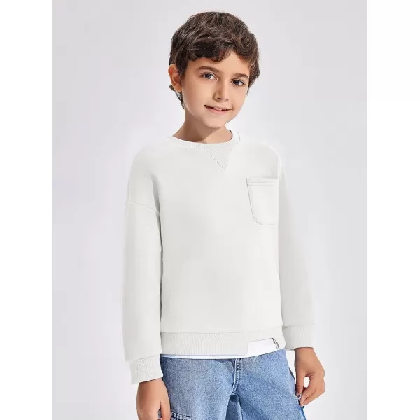 Haloumoning Boys Fleece Lined Sweatshirts Kids Fall Fashion Crewneck Pullover Clothes with Pocket 5-14 Years