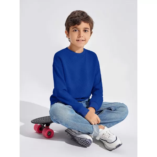 Haloumoning Boys Geometric Texture Sweatshirts Fashion Crewneck Long Sleeve Pullover Shirts 5-14 Years