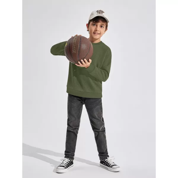 Haloumoning Boys Geometric Texture Sweatshirts Fashion Crewneck Long Sleeve Pullover Shirts 5-14 Years