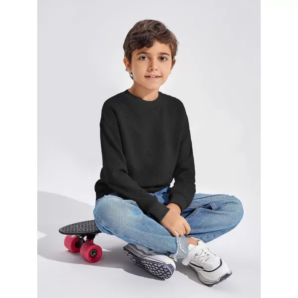 Haloumoning Boys Geometric Texture Sweatshirts Fashion Crewneck Long Sleeve Pullover Shirts 5-14 Years