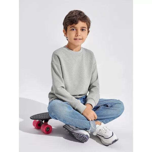 Haloumoning Boys Geometric Texture Sweatshirts Fashion Crewneck Long Sleeve Pullover Shirts 5-14 Years