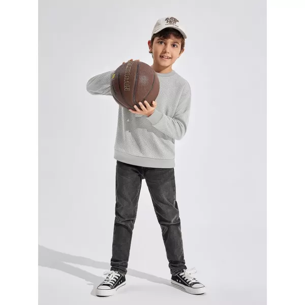 Haloumoning Boys Geometric Texture Sweatshirts Fashion Crewneck Long Sleeve Pullover Shirts 5-14 Years