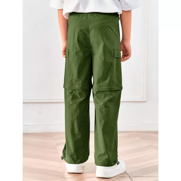 Haloumoning Boys Hiking Convertible Pants Kids Drawstring Elastic Waist Quick Dry Pants with Pockets 5-14 Years