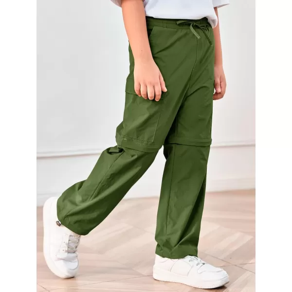 Haloumoning Boys Hiking Convertible Pants Kids Drawstring Elastic Waist Quick Dry Pants with Pockets 5-14 Years