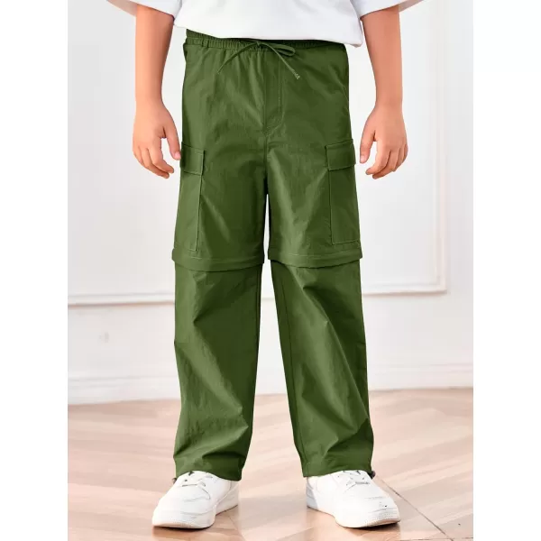 Haloumoning Boys Hiking Convertible Pants Kids Drawstring Elastic Waist Quick Dry Pants with Pockets 5-14 Years