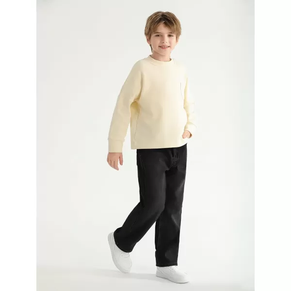 Haloumoning Boys Jeans Kids Fashion Fleece Lined Elastic Waist Denim Pants with Pockets 5-14 Years