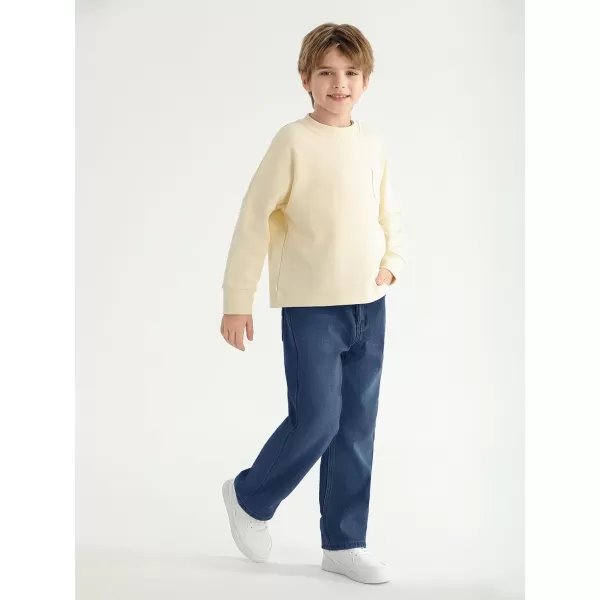 Haloumoning Boys Jeans Kids Fashion Fleece Lined Elastic Waist Denim Pants with Pockets 5-14 Years