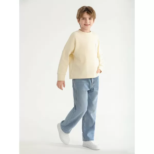 Haloumoning Boys Jeans Kids Fashion Fleece Lined Elastic Waist Denim Pants with Pockets 5-14 Years