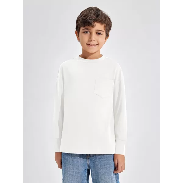 Haloumoning Boys Long Sleeve Shirts Kids Fashion Crewneck Side Slit Tops Tees with Pocket 5-14 Years