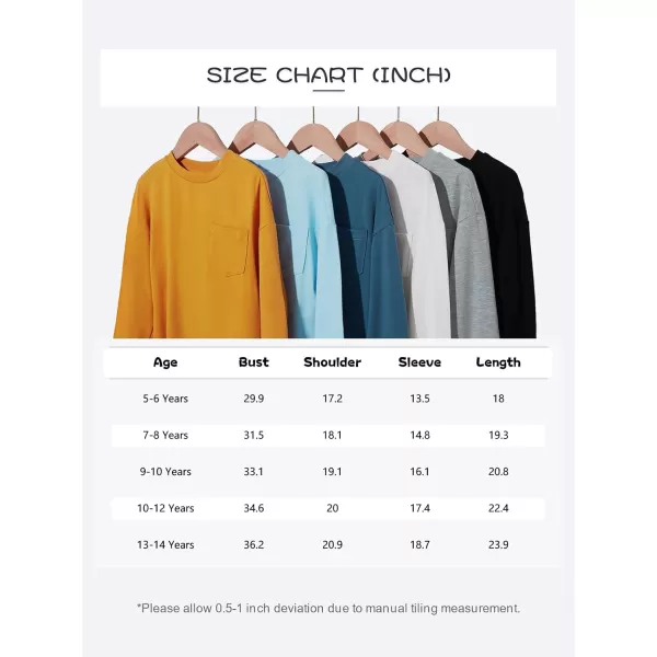 Haloumoning Boys Long Sleeve Shirts Kids Fashion Crewneck Side Slit Tops Tees with Pocket 5-14 Years