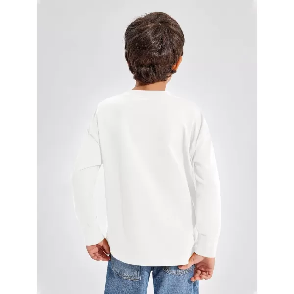 Haloumoning Boys Long Sleeve Shirts Kids Fashion Crewneck Side Slit Tops Tees with Pocket 5-14 Years