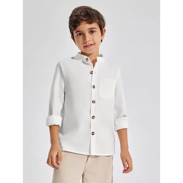Haloumoning Boys Mandarin Collar Long Sleeve Button Down Shirts 5-14 Years