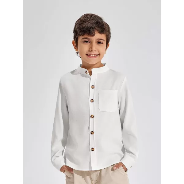 Haloumoning Boys Mandarin Collar Long Sleeve Button Down Shirts 5-14 Years
