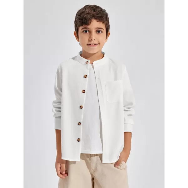 Haloumoning Boys Mandarin Collar Long Sleeve Button Down Shirts 5-14 Years