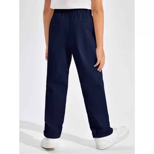 Haloumoning Boys Pants High Waisted Slim Fit Pants School Uniform Chino Pants 5-14 Years