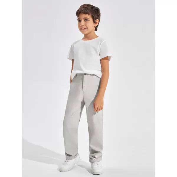 Haloumoning Boys Pants High Waisted Slim Fit Pants School Uniform Chino Pants 5-14 Years