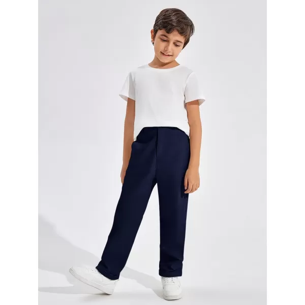 Haloumoning Boys Pants High Waisted Slim Fit Pants School Uniform Chino Pants 5-14 Years
