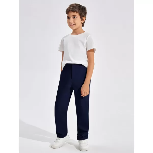 Haloumoning Boys Pants High Waisted Slim Fit Pants School Uniform Chino Pants 5-14 Years
