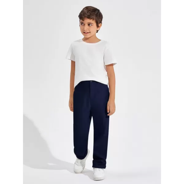 Haloumoning Boys Pants High Waisted Slim Fit Pants School Uniform Chino Pants 5-14 Years