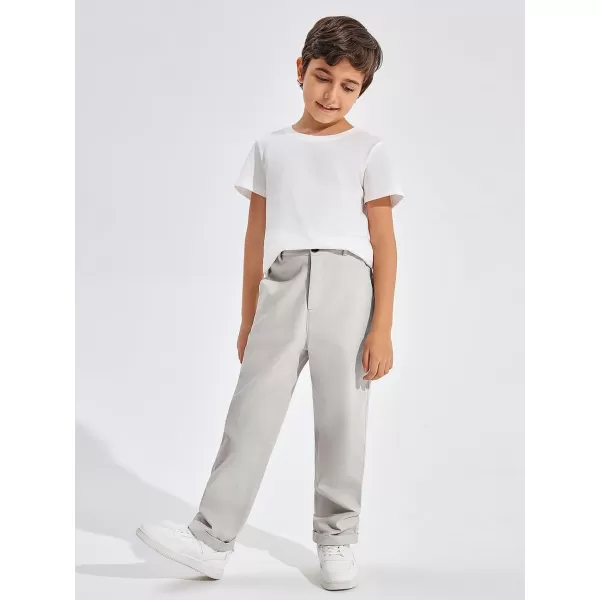 Haloumoning Boys Pants High Waisted Slim Fit Pants School Uniform Chino Pants 5-14 Years