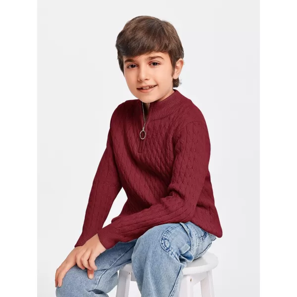 Haloumoning Boys Quarter Zip Cable Knit Sweater Kids Fall Mock Neck Pullover Clothes 5-14 Years